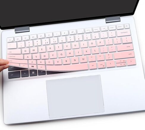 قطعتان من غطاء لوحة المفاتيح لجهاز 2025 2024 New Dell Inspiron 14 5440 5441 5445 7440 7441 7445 & Inspiron 16 7640، Inspiron Plus 14 7441 7440 & Plus 16 7640 كمبيوتر محمول بتصميم أمريكي - وردي + شفاف in Kuwait
