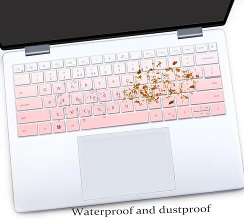 قطعتان من غطاء لوحة المفاتيح لجهاز 2025 2024 New Dell Inspiron 14 5440 5441 5445 7440 7441 7445 & Inspiron 16 7640، Inspiron Plus 14 7441 7440 & Plus 16 7640 كمبيوتر محمول بتصميم أمريكي - وردي + شفاف in Kuwait