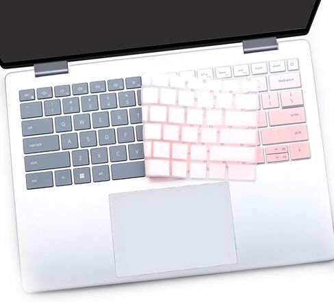 قطعتان من غطاء لوحة المفاتيح لجهاز 2025 2024 New Dell Inspiron 14 5440 5441 5445 7440 7441 7445 & Inspiron 16 7640، Inspiron Plus 14 7441 7440 & Plus 16 7640 كمبيوتر محمول بتصميم أمريكي - وردي + شفاف in Kuwait