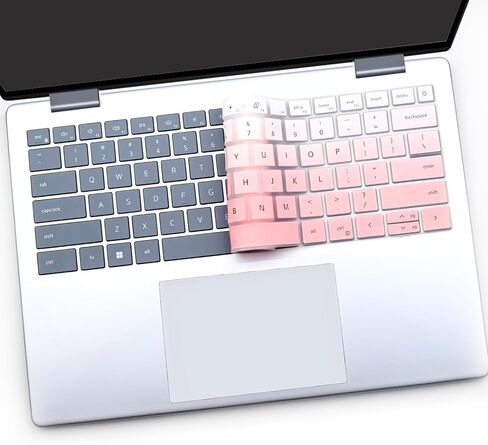 قطعتان من غطاء لوحة المفاتيح لجهاز 2025 2024 New Dell Inspiron 14 5440 5441 5445 7440 7441 7445 & Inspiron 16 7640، Inspiron Plus 14 7441 7440 & Plus 16 7640 كمبيوتر محمول بتصميم أمريكي - وردي + شفاف in Kuwait
