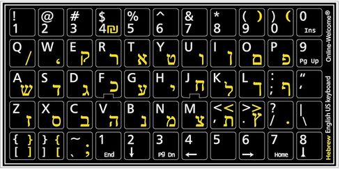 Hebrew-English Black BACKGROUBD Keyboard Stickers Non Transparent for Computers LAPTOPS Desktop Keyboards in Saudi Arabia