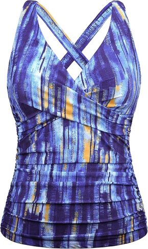 Firpearl Women's Underwire Tankini Top Only Twist V Neck Swimsuits for Big Busted Ruched Tummy Control Bathing Suits Top in Saudi Arabia
