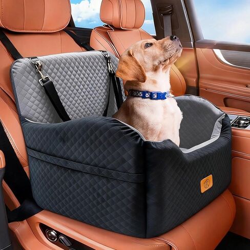 Memory Foam Dog Booster Seat Under 35 lbs, Medium Dog Car Seat, Comfortable Hi-Density Sponge Car Bed for Small/Medium Pets,Detachable and Washable Pet Travel Bed with 2 Adjustable Safety Belt in Saudi Arabia
