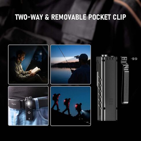 RovyVon Angle Eyes E60 Pocket Flashlight Max Output 1500 Lumens USB-C قابلة للشحن EDC مشاعل، شعاع أخضر، ضوء الأشعة فوق البنفسجية 365 نانومتر، مع أضواء جانبية بيضاء/حمراء/الأشعة فوق البنفسجية، مشبك ثنائي الاتجاه قابل للإزالة (أسود) in Saudi Arabia