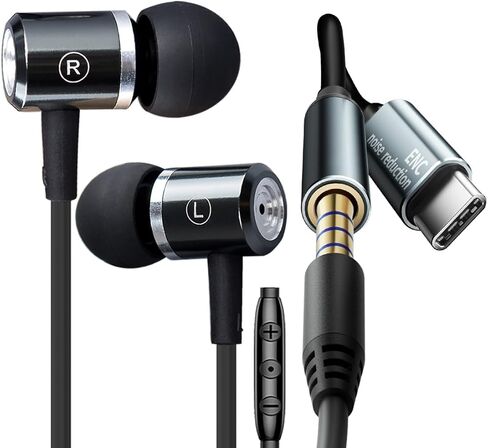 سماعات رأس سلكية مع خاصية إلغاء ضوضاء المكالمات - صوت جهير استريو، مكالمات واضحة وبدون ضوضاء، سماعات أذن مريحة عازلة للضوضاء مع قابس متعدد الوظائف، سماعات أذن سلكية مع ميكروفون إلغاء الضوضاء ENC in Kuwait