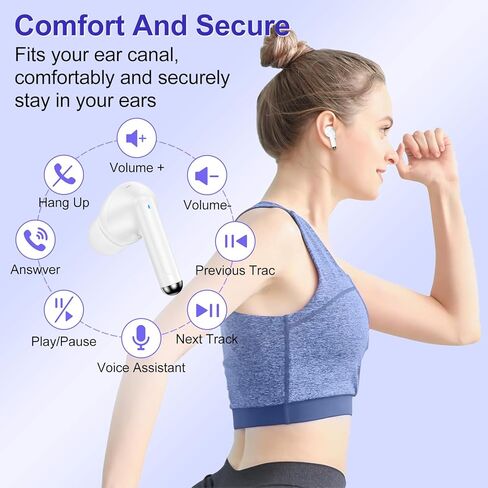 Wireless Ear buds Bluetooth 5.3 Headphones for iPhone 17 Pro Max 17 16E, 40H Playback EarBuds with LED Power Display,Deep Bass Stereo,Earphones with Noise Cancelling Mic for Samsung Galaxy S25 S24 S23 in Saudi Arabia