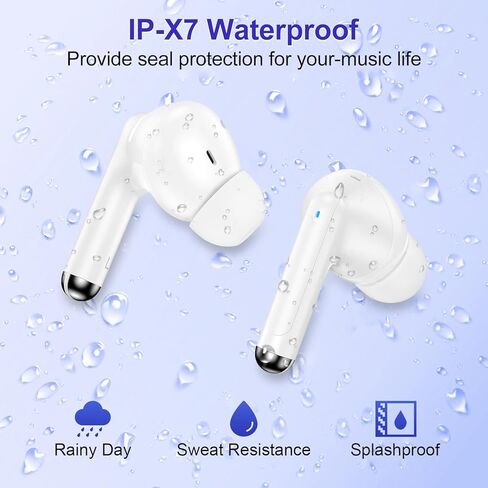 Wireless Ear buds Bluetooth 5.3 Headphones for iPhone 17 Pro Max 17 16E, 40H Playback EarBuds with LED Power Display,Deep Bass Stereo,Earphones with Noise Cancelling Mic for Samsung Galaxy S25 S24 S23 in Saudi Arabia
