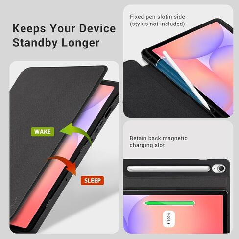 CoBak Case for Samsung Galaxy Tab S10 Lite / S10 FE / S9 FE 10.9 Inch, Protective Smart Auto Wake/Sleep Cover with Anti-Slip Multi-Angle Stand and S Pen Holder, Black in Saudi Arabia