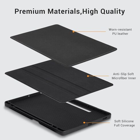 CoBak Case for Samsung Galaxy Tab S10 Lite / S10 FE / S9 FE 10.9 Inch, Protective Smart Auto Wake/Sleep Cover with Anti-Slip Multi-Angle Stand and S Pen Holder, Black in Saudi Arabia