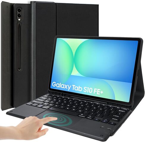 حافظة لوحة مفاتيح لجهاز Samsung Galaxy Tab S10 FE+ Plus مقاس 13.1 بوصة موديل 2025 (SM-X620/X626)، لوحة لمس ذكية، لوحة مفاتيح بلوتوث قابلة للفصل، غطاء حامل رفيع من البولي يوريثان مع حامل قلم S in Kuwait