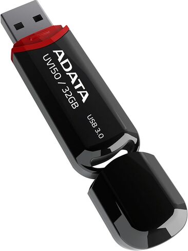 محرك أقراص فلاش ADATA UV150 سعة 128 جيجابايت USB 3.0 بغطاء سناب أون، أسود (AUV150-128G-RBK) in Kuwait