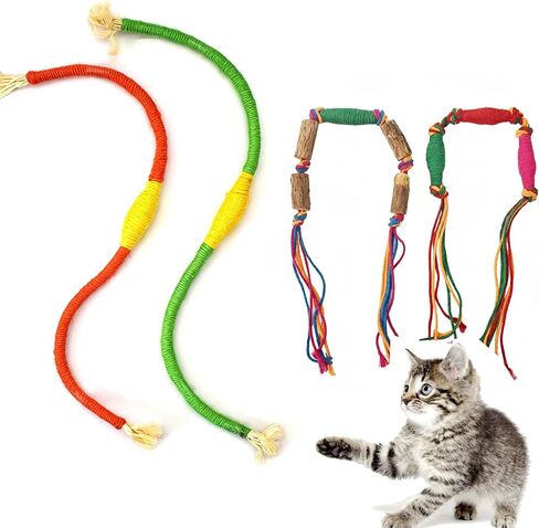 IUHKBH Cat Toys, 2 PCS Chew Ropes with Refillable Natural Catnip, Safe Teeth Cleaning Toy for Indoor Kittens, Interactive Cat Nip Kitty Toys for All Breeds in Saudi Arabia