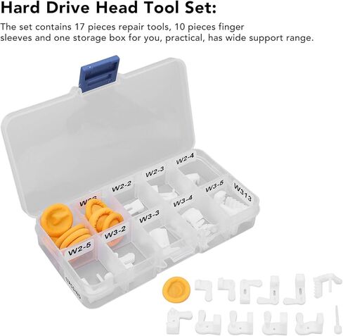 Hard Drive Head Replacement Comb, Practical Hard Drive Repair Head Tool with 10 Finger Sleeves 17 PCS Set HDD Repair Tool for Data Recovery and Physical Head Separation in Saudi Arabia