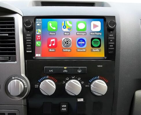 راديو QLED لسيارة Toyota Tundra 2007-2013 Sequoia 2008-2018 ترقية، استبدال ستيريو بشاشة تعمل باللمس، تشغيل لاسلكي Android Auto، شبكة 4G LTE، كاميرا مجانية in Kuwait