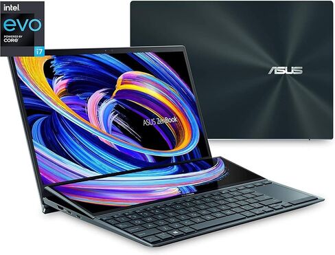 ASUS ZenBook Duo 14 UX482 شاشة لمس FHD مقاس 14 بوصة، منصة Intel Evo، Core i7-1195G7، ذاكرة الوصول العشوائي 8 جيجابايت، 512 جيجابايت PCIe SSD، ScreenPad Plus، Windows 11 Home، WiFi 6E، أزرق سماوي، UX482EAR-DH71T in Kuwait