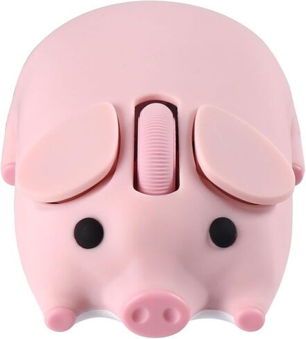 Cute Bluetooth Wireless Mouse with 2.4GHz USB Receiver, Cartoon Pig Dual Mode Computer Mouse Silent Clicks, Optical Mice for Laptops Mac iPad PC Chromebook Office Students Home Gift(Pink) in Kuwait