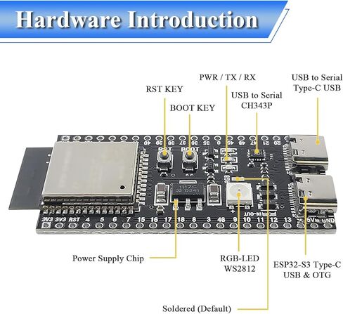 3 قطع لوحة تطوير ESP32 S3، وحدة تحكم دقيقة ثنائية النواة N16R8، مع 44 دبابيس GPIO ملحومة مسبقًا، ورقاقة CH343P، ومنافذ مزدوجة من النوع C، وواي فاي 2.4 جيجا هرتز وبلوتوث 5 ESP32-S3-DevKit لـ Arduino in Kuwait