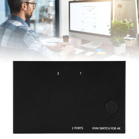 واجهة الوسائط المتعددة عالية الدقة KVM Switch 1 عرض 2 جهاز كمبيوتر، 4 منافذ USB 2.0، 4K 60 هرتز، يدعم نظام التشغيل Chrome لجهازي كمبيوتر لمشاركة طابعة لوحة المفاتيح والماوس in Kuwait