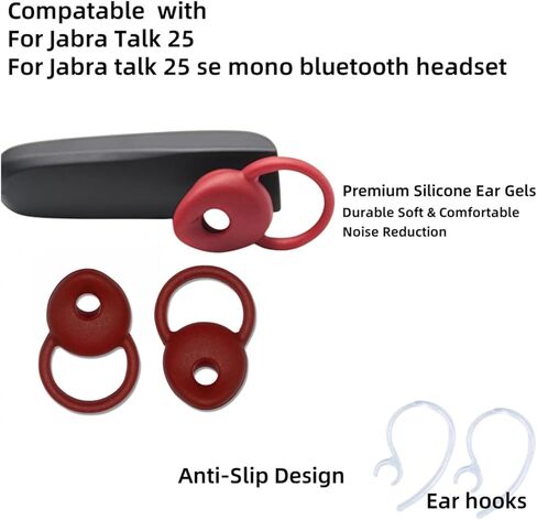 Eargels Ear Tips Set for Jabra Talk 25 Bluetooth Headset A Single-Ear Headset Microphone Accessories Silicone Eartips Ear Pads Cover Earhooks 6pcs in a Box in Kuwait
