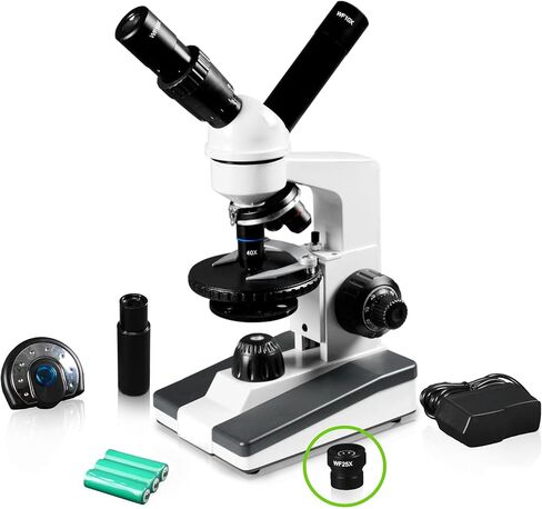 Vision Scientific VME0019-T-LD-DG1.3 Dual View Elementary Compound Microscope, 10x WF & 25x WF Eyepiece, 40x—1000x Magnification, LED Illumination, Gliding Round Stage, 1.3MP Digital Eyepiece Camera in Saudi Arabia