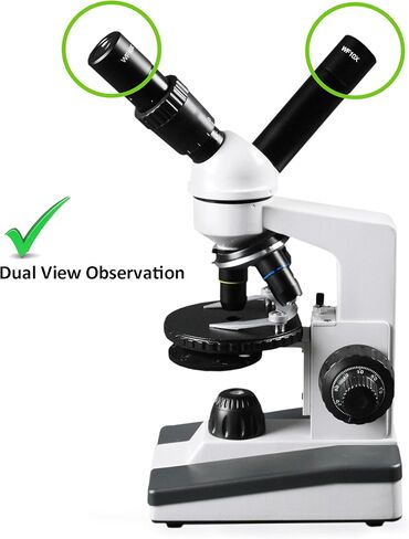 Vision Scientific VME0019-T-LD-DG1.3 Dual View Elementary Compound Microscope, 10x WF & 25x WF Eyepiece, 40x—1000x Magnification, LED Illumination, Gliding Round Stage, 1.3MP Digital Eyepiece Camera in Saudi Arabia