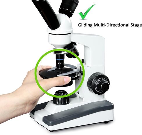Vision Scientific VME0019-T-LD-DG1.3 Dual View Elementary Compound Microscope, 10x WF & 25x WF Eyepiece, 40x—1000x Magnification, LED Illumination, Gliding Round Stage, 1.3MP Digital Eyepiece Camera in Saudi Arabia