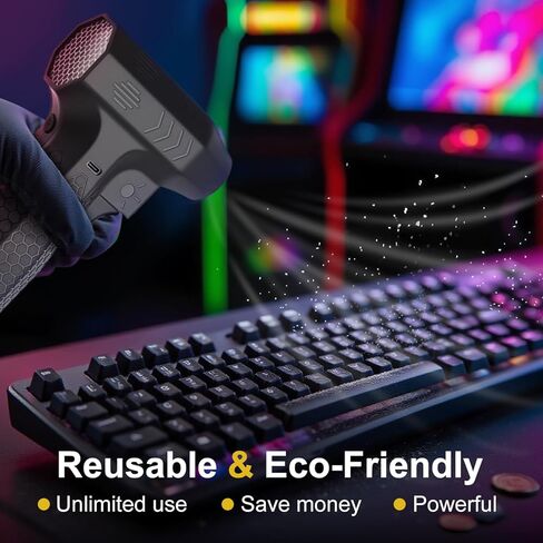 Compressed Air Duster, 1300000RPM-100000mA Battery LED Cordless Electric Air Duster Portable Blower, Charging Cell Phone, Turbo Fan Dusters for Computer Keyboard/Cleaning/Car/PC/Salon/Home in Saudi Arabia