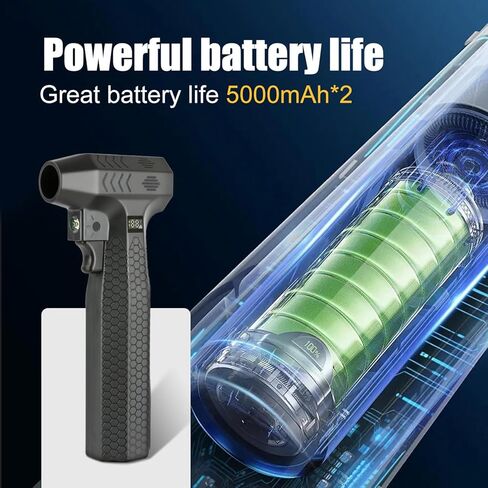 Compressed Air Duster, 1300000RPM-100000mA Battery LED Cordless Electric Air Duster Portable Blower, Charging Cell Phone, Turbo Fan Dusters for Computer Keyboard/Cleaning/Car/PC/Salon/Home in Saudi Arabia