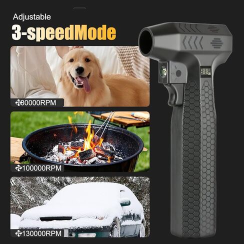 Compressed Air Duster, 1300000RPM-100000mA Battery LED Cordless Electric Air Duster Portable Blower, Charging Cell Phone, Turbo Fan Dusters for Computer Keyboard/Cleaning/Car/PC/Salon/Home in Saudi Arabia