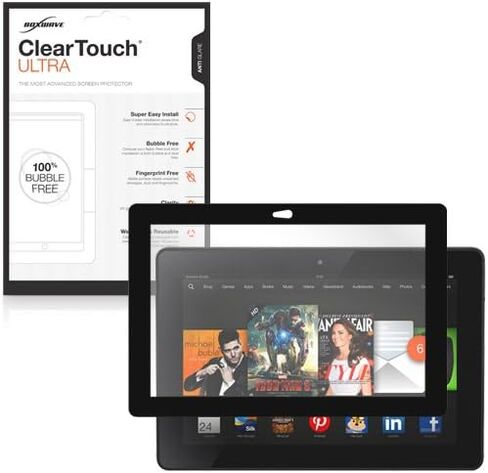 واقي شاشة BoxWave متوافق مع Kindle Fire HDX 7 (الجيل الثالث 2013) - ClearTouch Ultra مضاد للتوهج، واقي شاشة خالٍ من الفقاعات مع حدود ملونة - أسود in Kuwait