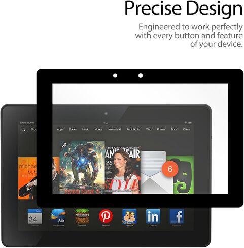 واقي شاشة BoxWave متوافق مع Kindle Fire HDX 7 (الجيل الثالث 2013) - ClearTouch Ultra مضاد للتوهج، واقي شاشة خالٍ من الفقاعات مع حدود ملونة - أسود in Kuwait
