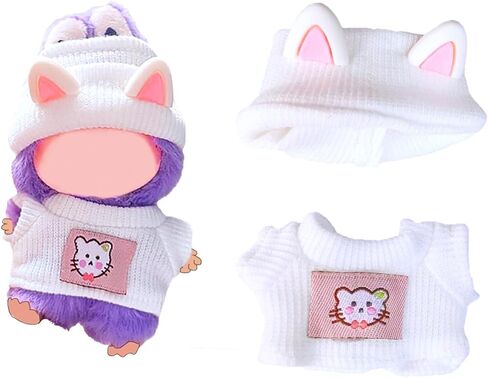 10cm (3.9 Inch) Doll Clothes Set - Knitted Sweater & Animal Ear Hat Outfit, Clothing & Accessories for Pin for Love Series, Blind Box Dolls & Bag Keychain Charms (Brown) in Saudi Arabia