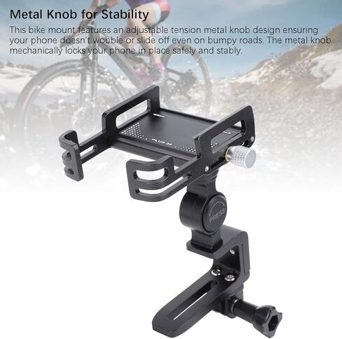 360 Deg Rotation Aluminum Alloy Stable Cycling Phone Mount for 2.2 to 3.9in Width Devices, Phone Mount Holder with Multifunctional Extension for Phone,Bike Light,Action Camera in Saudi Arabia