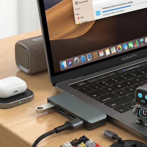 محور USB c متعدد المنافذ مع 4 منافذ USB-A 3.2، سرعة نقل البيانات تصل إلى 10 جيجابت في الثانية، توفر محطة الإرساء من النوع c توافقًا استثنائيًا، متوافق مع أجهزة الكمبيوتر المحمول وSurface وXbox وPS5 وMacBook والمزيد in Kuwait