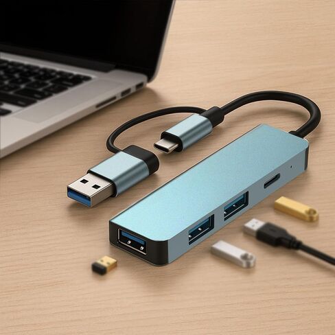 4-in-1 USB-C Dual Interface Hub, with 2 USB 2.0 Data Ports, a USB C Port, a USB 3.0 Data Port in Saudi Arabia