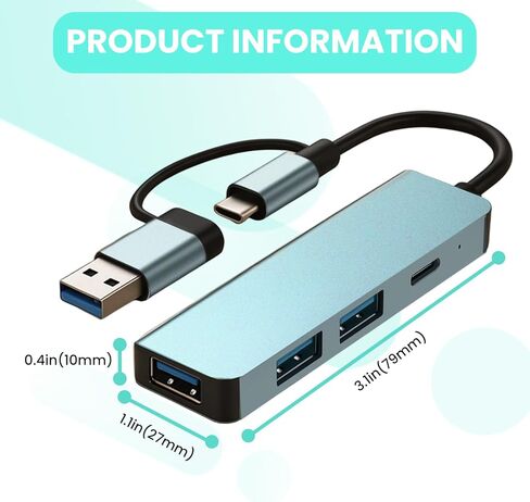 4-in-1 USB-C Dual Interface Hub, with 2 USB 2.0 Data Ports, a USB C Port, a USB 3.0 Data Port in Saudi Arabia