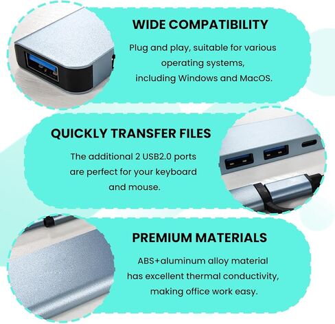 4-in-1 USB-C Dual Interface Hub, with 2 USB 2.0 Data Ports, a USB C Port, a USB 3.0 Data Port in Saudi Arabia