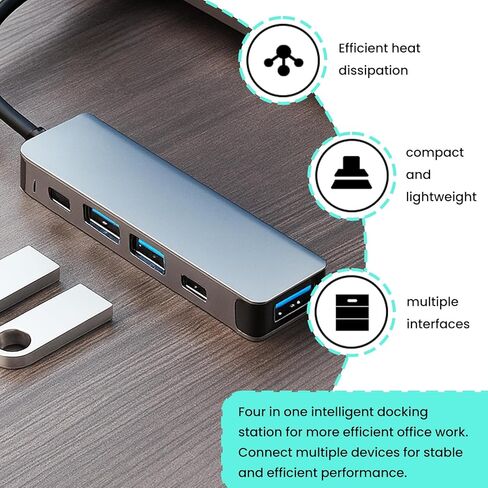 4-in-1 USB-C Dual Interface Hub, with 2 USB 2.0 Data Ports, a USB C Port, a USB 3.0 Data Port in Saudi Arabia