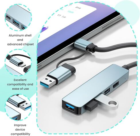4-in-1 USB-C Dual Interface Hub, with 2 USB 2.0 Data Ports, a USB C Port, a USB 3.0 Data Port in Saudi Arabia