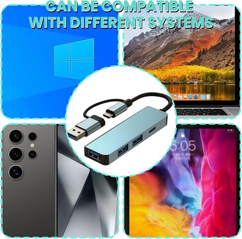 4-in-1 USB-C Dual Interface Hub, with 2 USB 2.0 Data Ports, a USB C Port, a USB 3.0 Data Port in Saudi Arabia