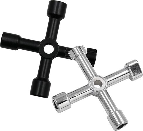 2 Pack 4-Way Utility Key Set for Electric Cabinets, Gas Meters, Water Valves and Panels, Multi-Functional Service Keys Wrenches(Black & Silver) in Saudi Arabia