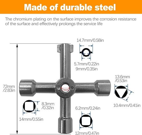 2 Pack 4-Way Utility Key Set for Electric Cabinets, Gas Meters, Water Valves and Panels, Multi-Functional Service Keys Wrenches(Black & Silver) in Saudi Arabia