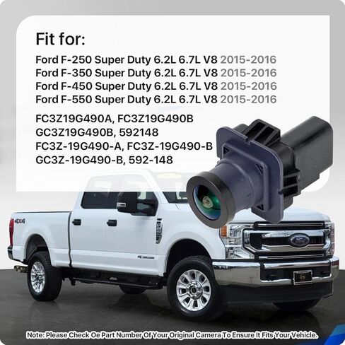 FC3Z-19G490-A Rear View Camera Replacement for Ford F250 F350 F450 F550 Super Duty 2015 2016, OE Backup Cam Replaces GC3Z19G490B, 592148, FC3Z-19G490-B, GC3Z-19G490-B, 592-148 by GreenYi in Saudi Arabia