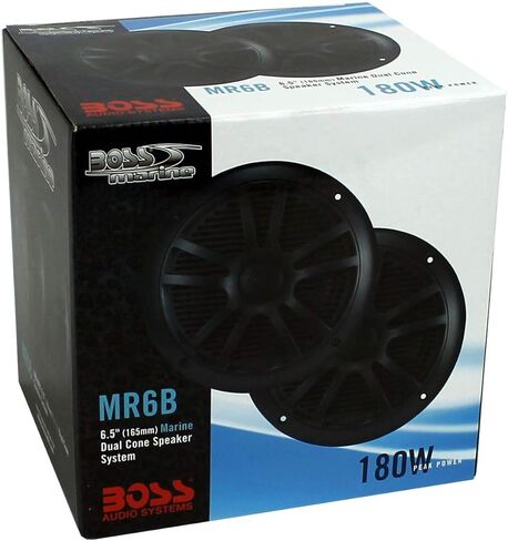مكبرات صوت BOSS Audio MR6B مقاس 6.5 بوصة بقدرة 180 وات مزدوجة المخروط باللون الأسود البحرية (6 عبوات) in Saudi Arabia
