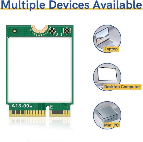 WiFi 7 Network Card, RTL8922AE Chipset Band 2.4GHz 5GHz 6GHz 6338Mbps, 5.4, M.2 NGFF Interface, with WPA4 Encryption, for Wins 10 11 Laptops in Saudi Arabia