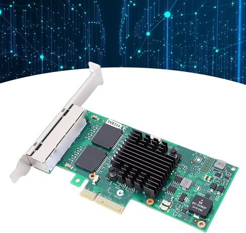 Yoidesu 4 Port Gigabit Ethernet PCIe Card, 350AM4 Chipset Network Adapter with Low Profile and Full Height Brackets, for Desktop PC Server and Industrial Applications in Saudi Arabia