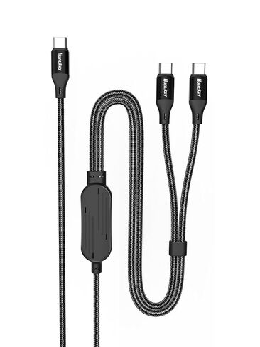 Huntkey 2-in-1 USB C Cable 140W Max Fast Charging Cords, USBC Splitter 1 in 2 Out for MacBook Air/Pro, iPhone 17/16/15 Pro, Plus, Pro Max, iPad and More (5FT, Braided) in Kuwait