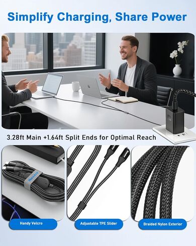 Huntkey 2-in-1 USB C Cable 140W Max Fast Charging Cords, USBC Splitter 1 in 2 Out for MacBook Air/Pro, iPhone 17/16/15 Pro, Plus, Pro Max, iPad and More (5FT, Braided) in Kuwait