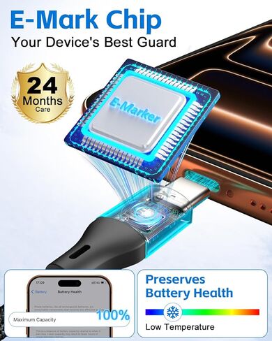 Huntkey 2-in-1 USB C Cable 140W Max Fast Charging Cords, USBC Splitter 1 in 2 Out for MacBook Air/Pro, iPhone 17/16/15 Pro, Plus, Pro Max, iPad and More (5FT, Braided) in Kuwait