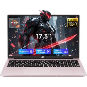 NIMO 17.3" IPS FHD-Gaming-Laptop, AMD Ryzen 5 6600H 32GB DDR5 RAM 1TB SSD (Beat i7-1165G7 Up to 4.5GHz) Radeon 660M GPU-Computer with 100W Type-C Backlit Keyboard Fingerprint in Kuwait